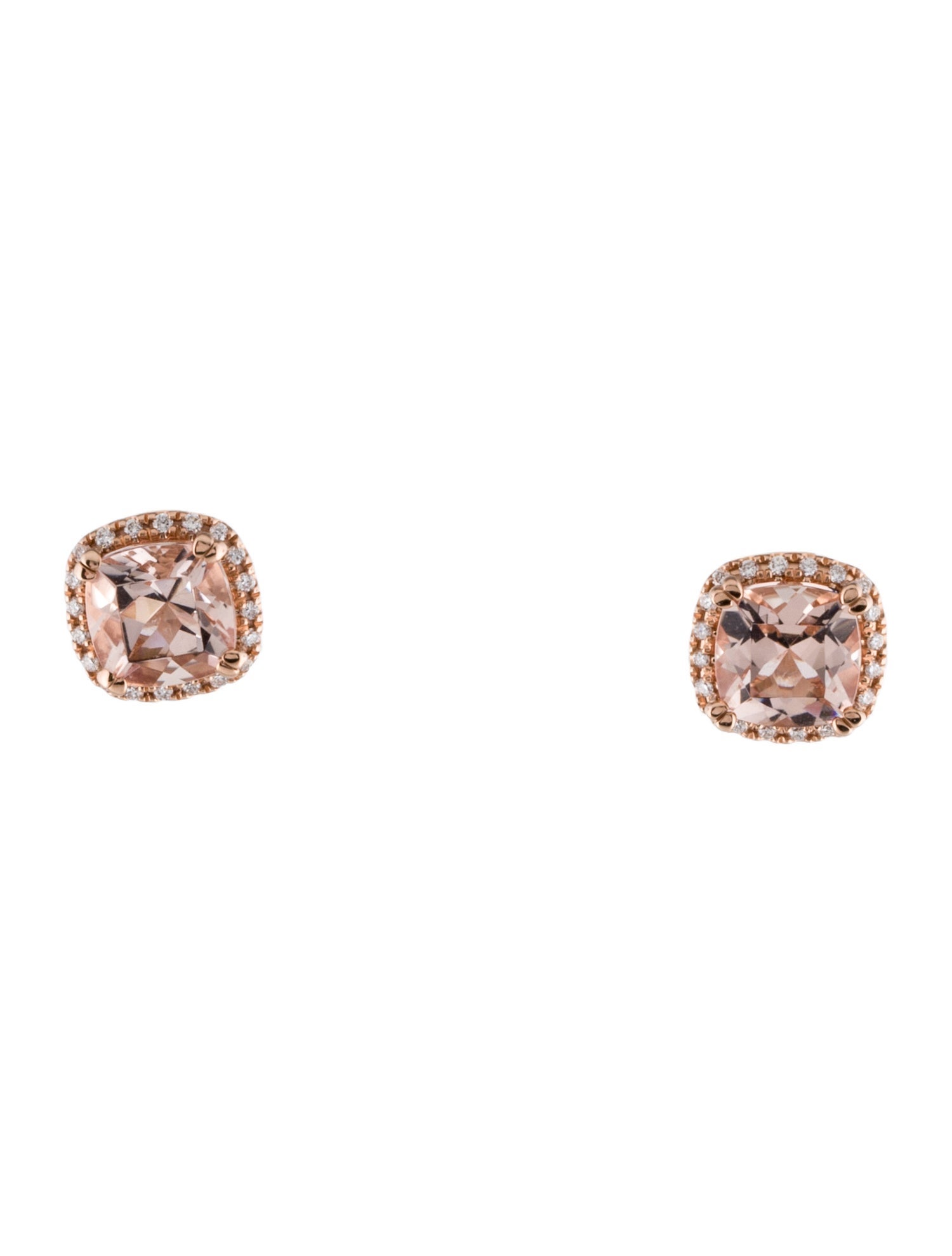 Jewelmak 14K 1.73ctw Morganite & Diamond Stud Earrings