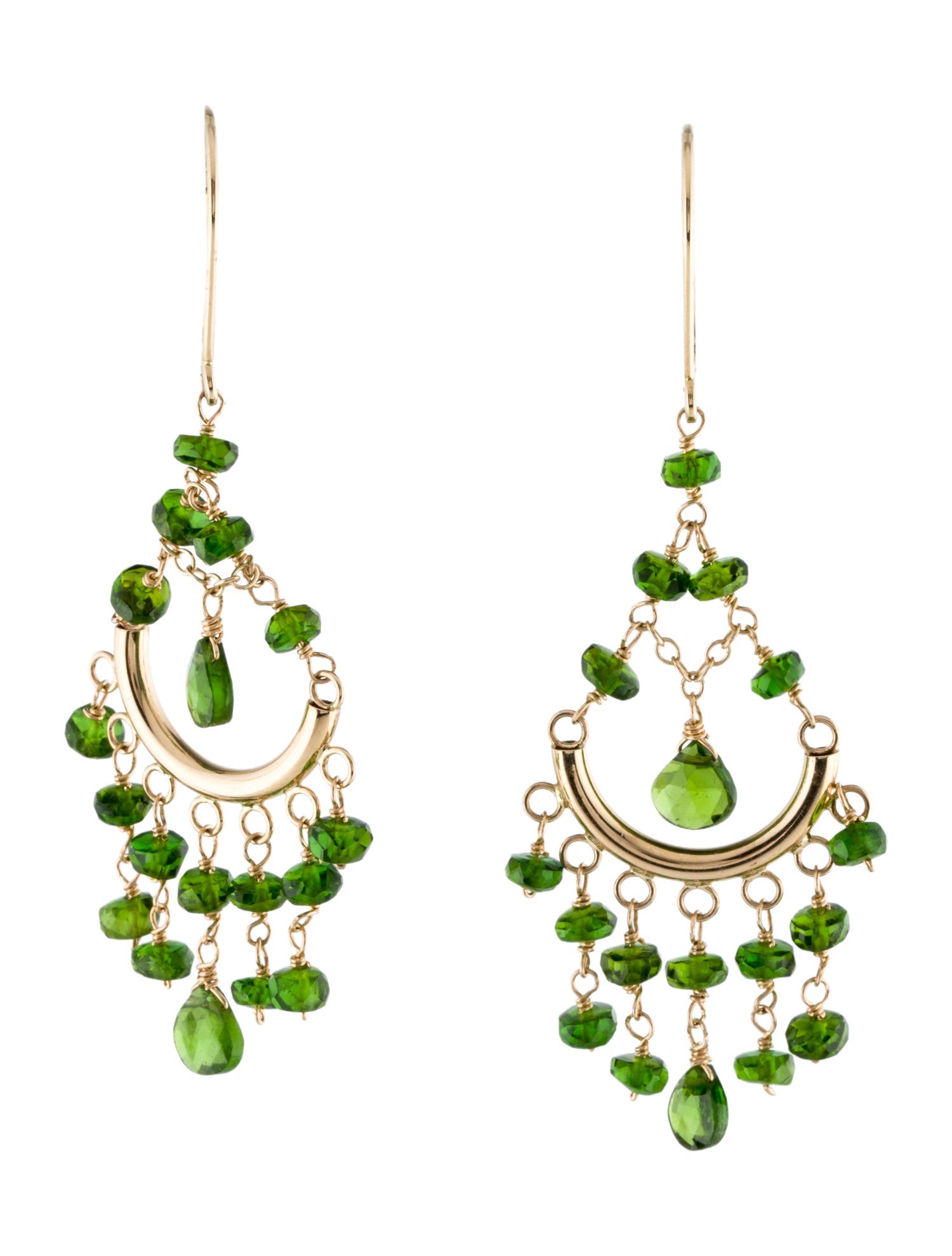 Jewelmak 14K Diopside Chandelier Earrings