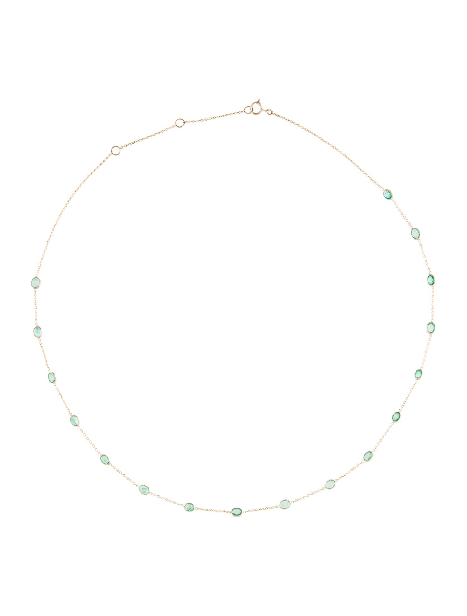 Jewelmak 14K 1.83ctw Emerald Station Necklace