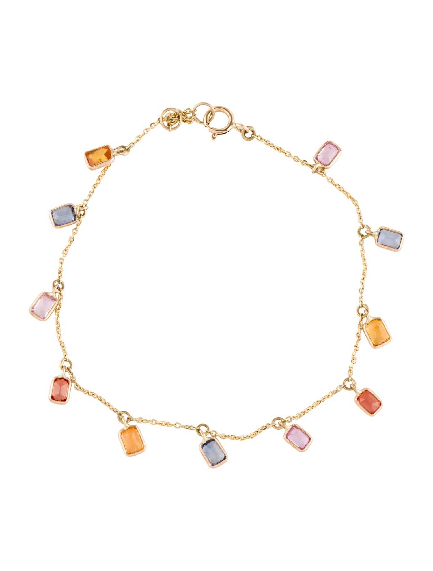 Jewelmak 14K 2.53ctw Sapphire Charm Bracelet