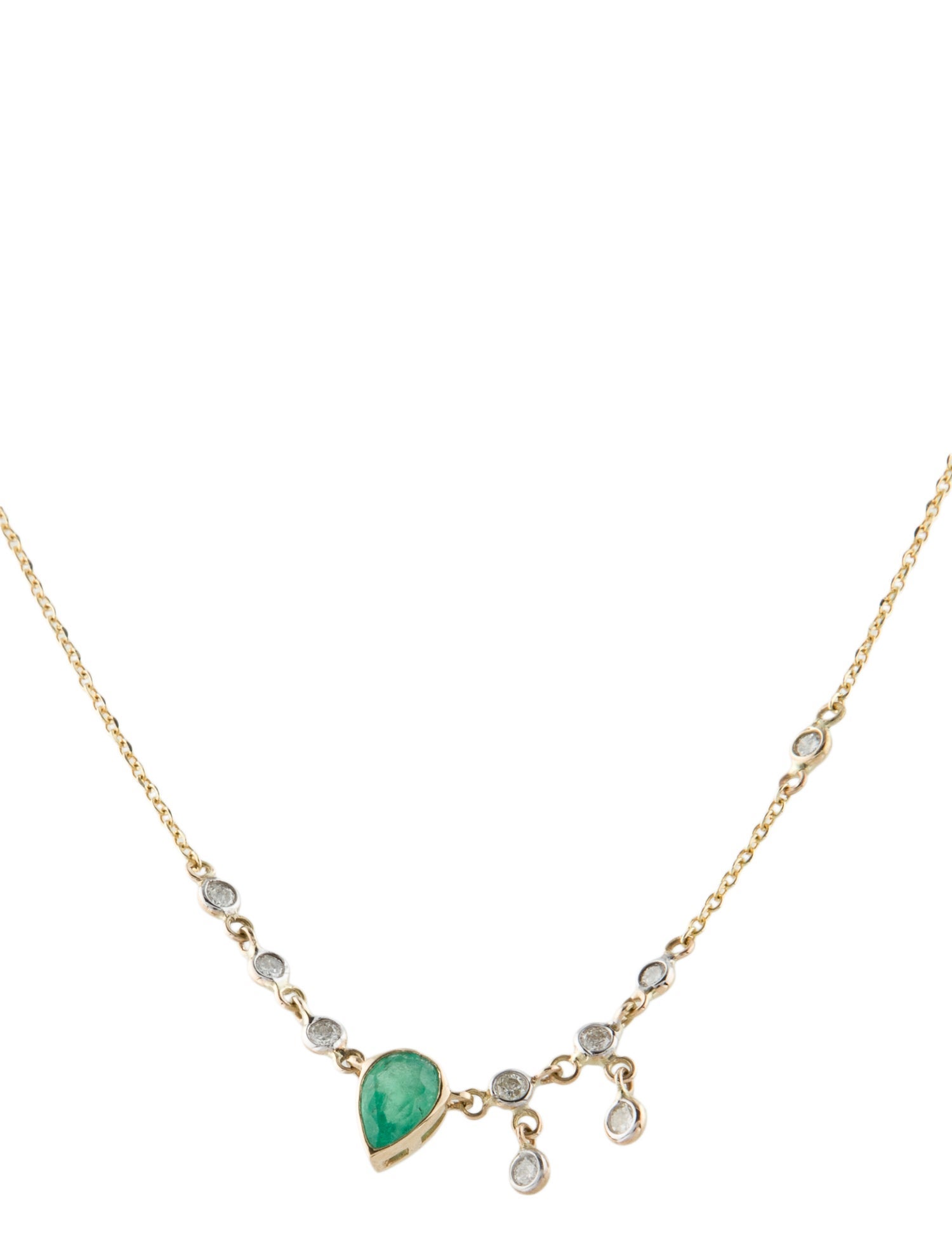 Jewelmak 14K Emerald & Diamond Station Necklace