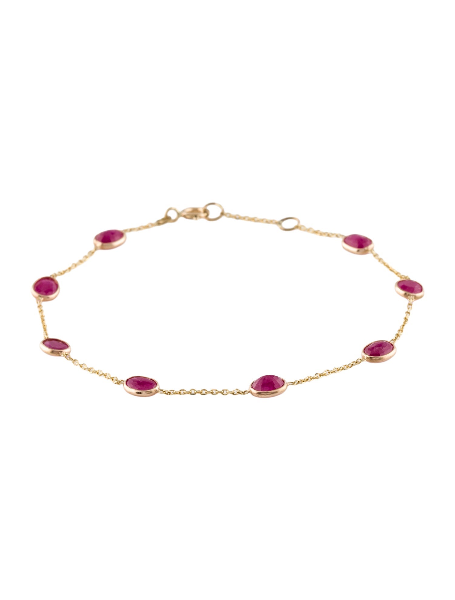 Jewelmak 14K Ruby Station Bracelet