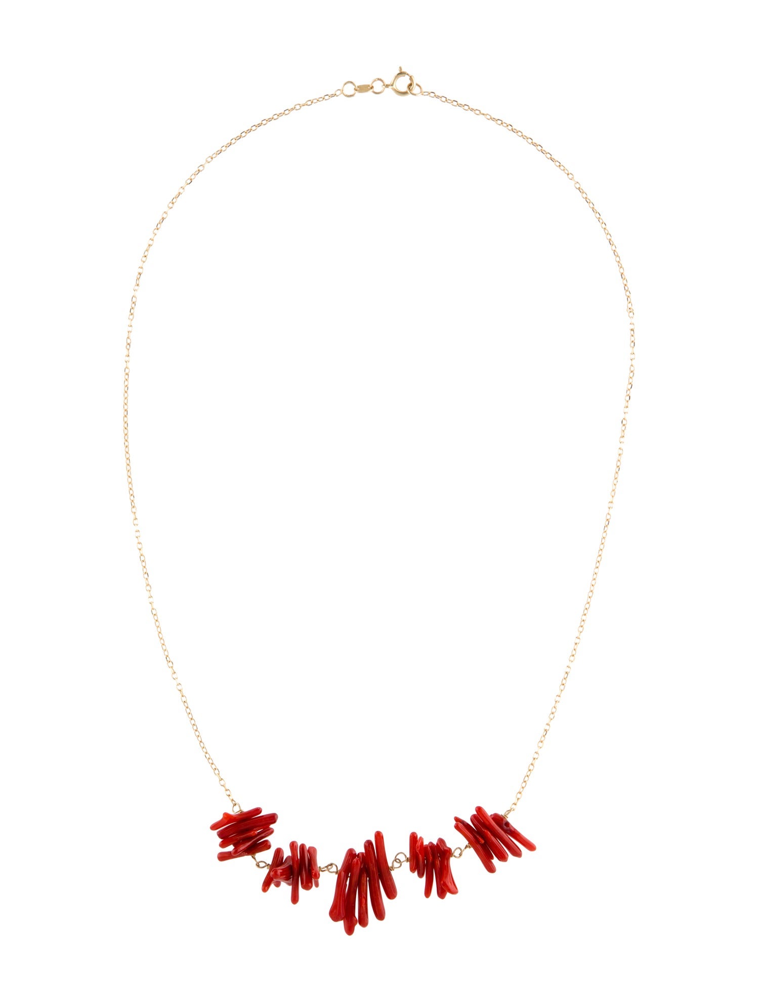 Jewelmak Dyed Coral Chips Station Necklace