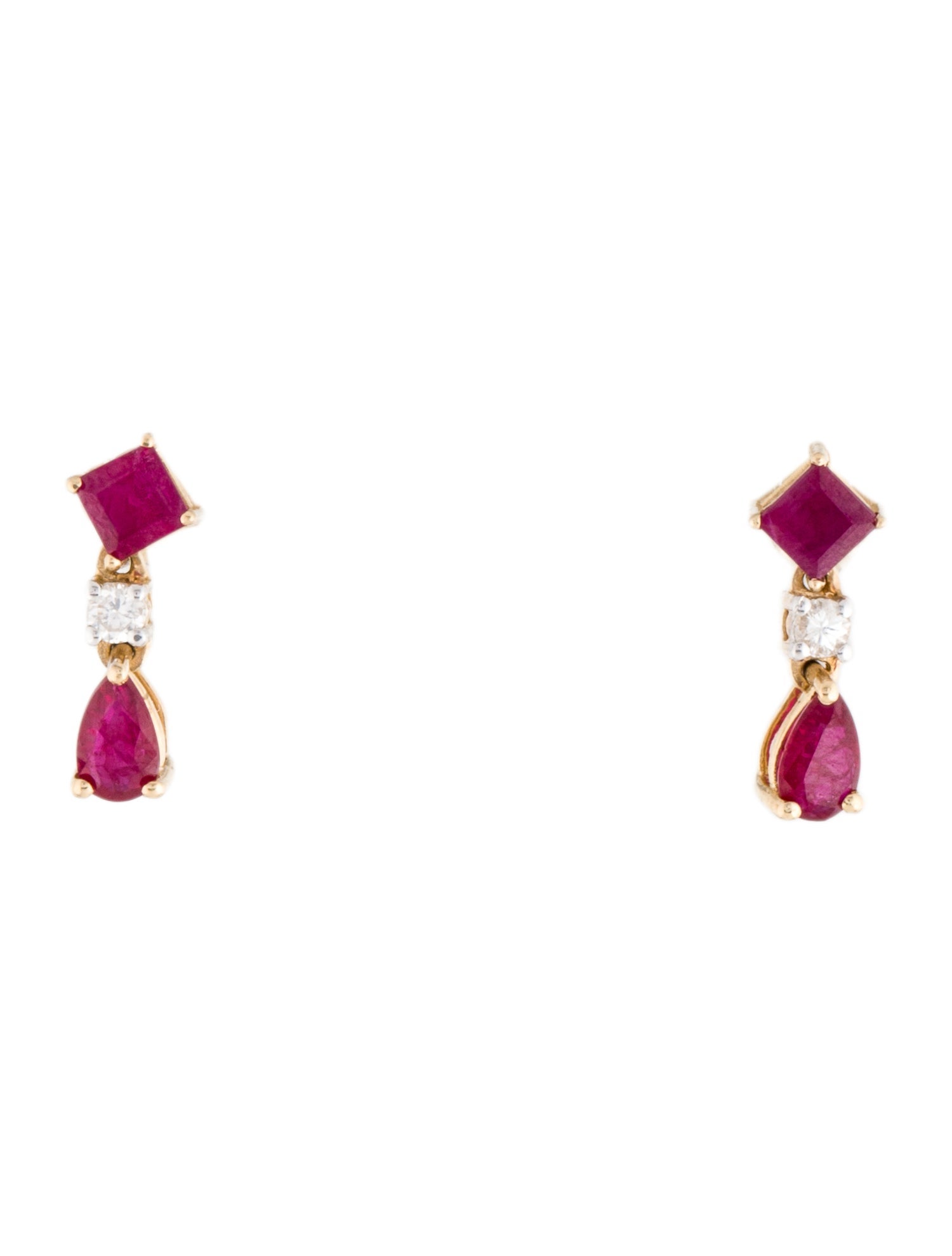 Jewelmak 14K Ruby & Diamond Drop Earrings