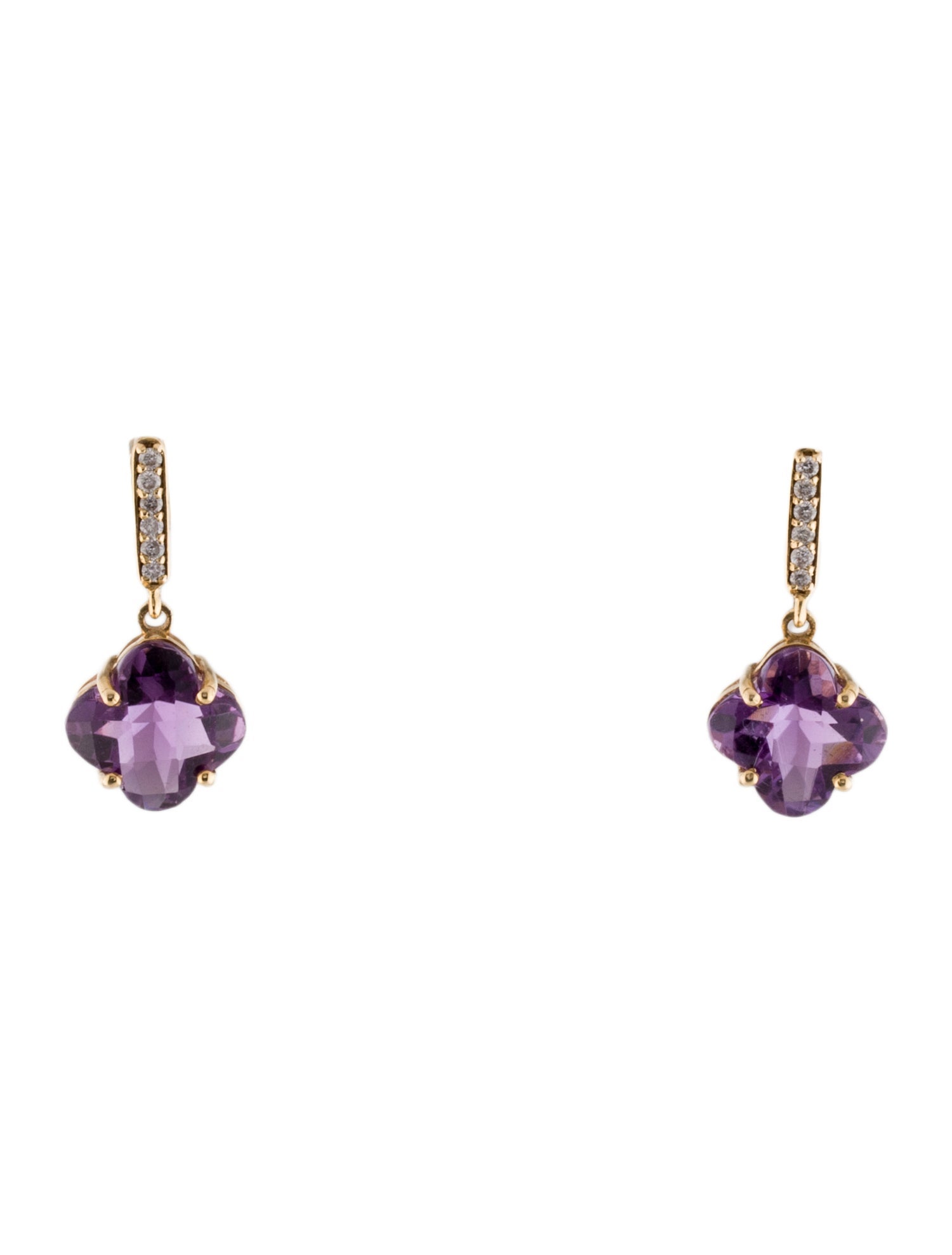 Jewelmak 14K Amethyst & Diamond Drop Earrings
