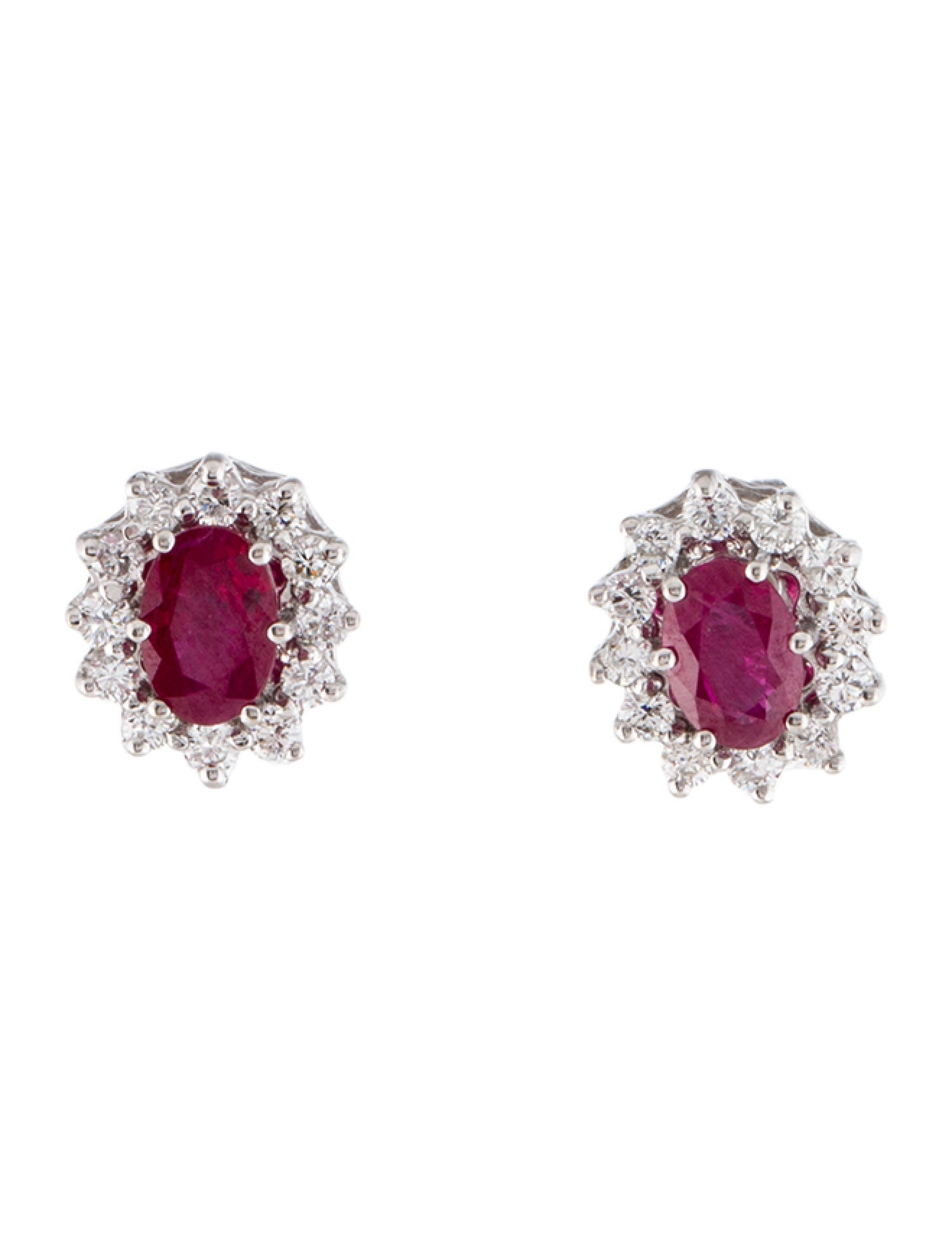 Jewelmak 14K Ruby & Diamond Stud Earrings