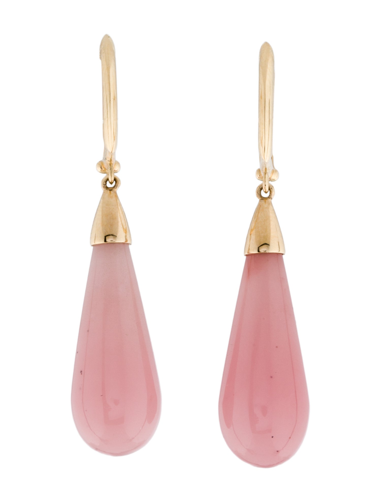 Jewelmak 14K Rose Quartz Huggie Drop Earrings