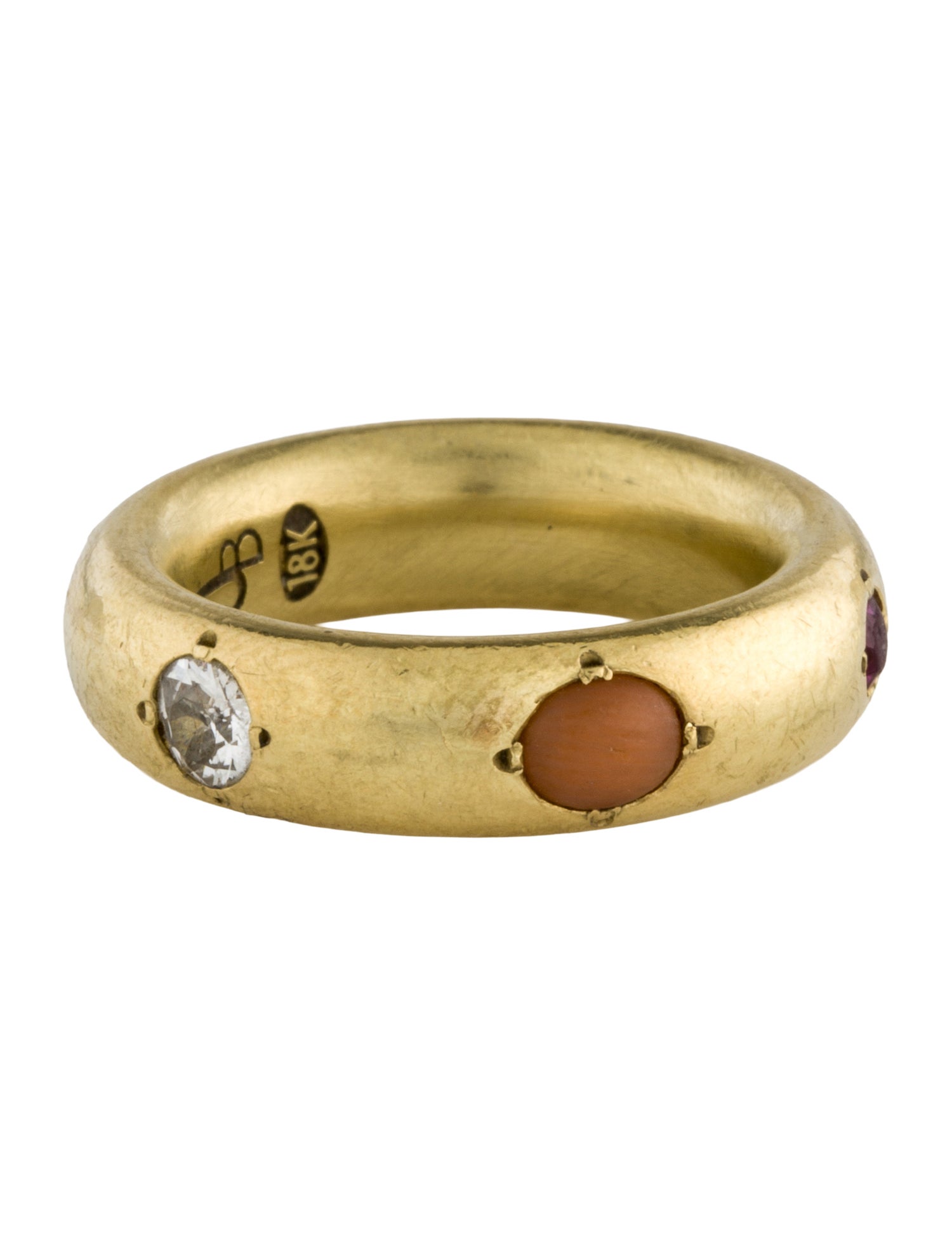 Jenna Blake 18K Coral & Multistone Gypsy Band