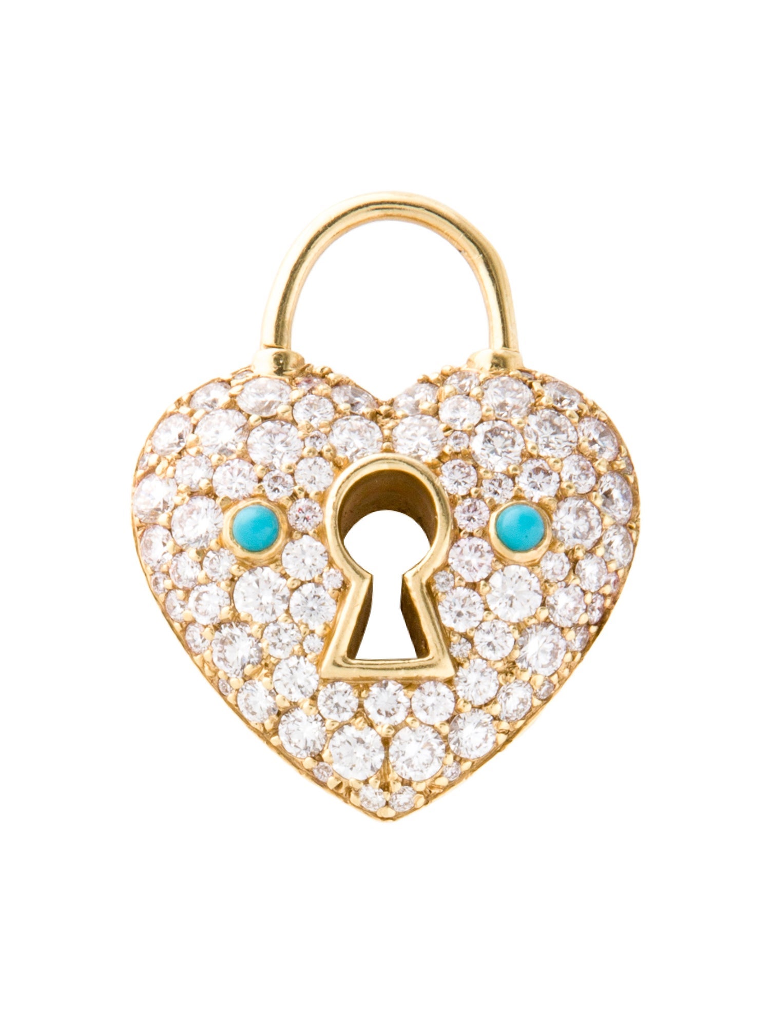 Jenna Blake 18K Turquoise & Diamond Heart Padlock Pendant