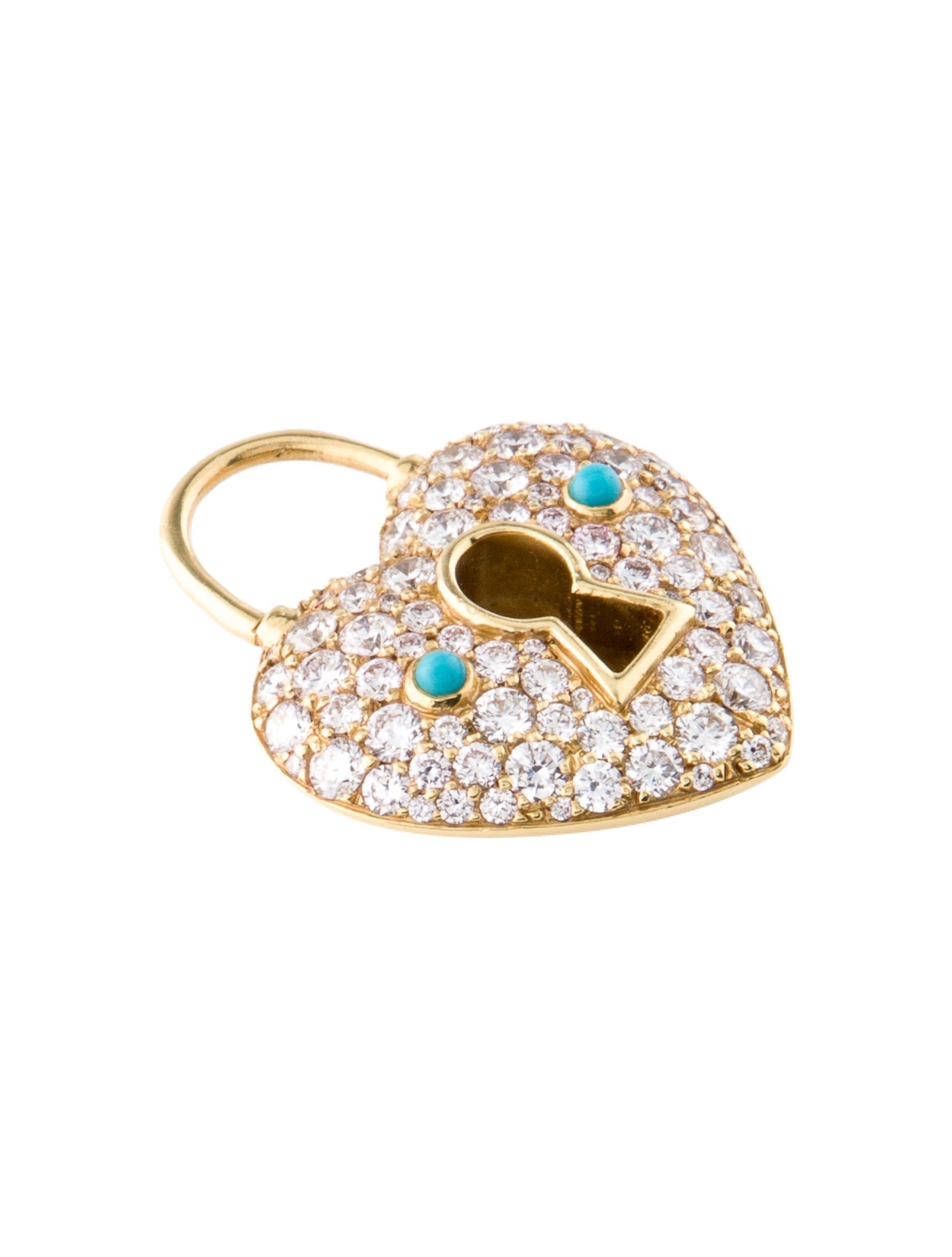 Jenna Blake 18K Turquoise & Diamond Heart Padlock Pendant