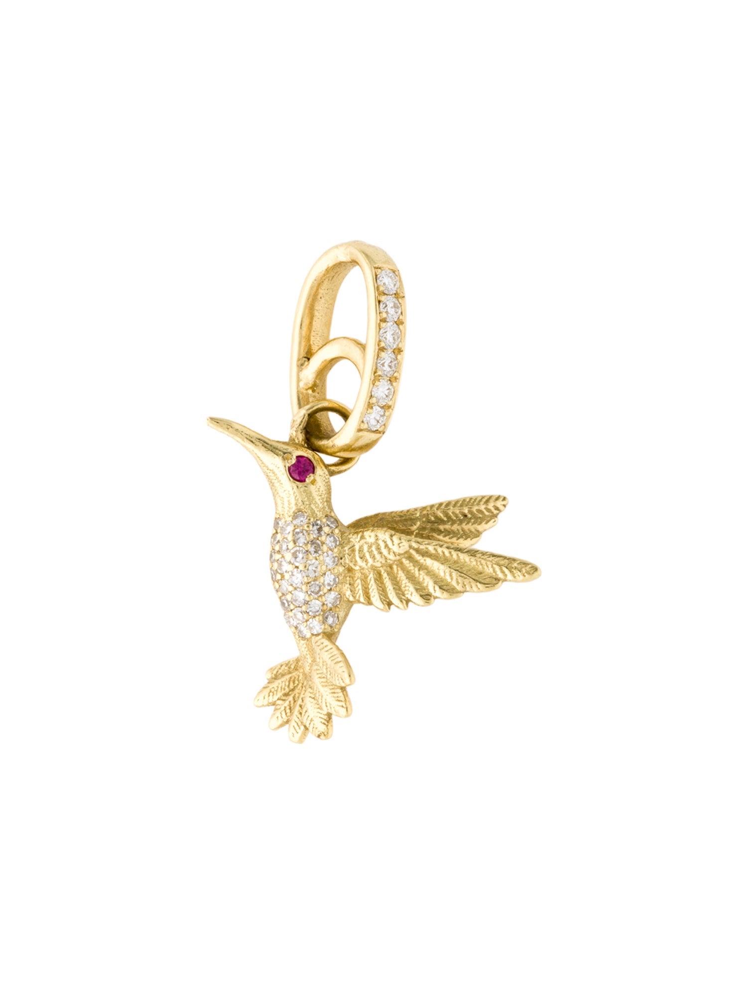 Jenna Blake 18K Ruby & Diamond Hummingbird Pendant