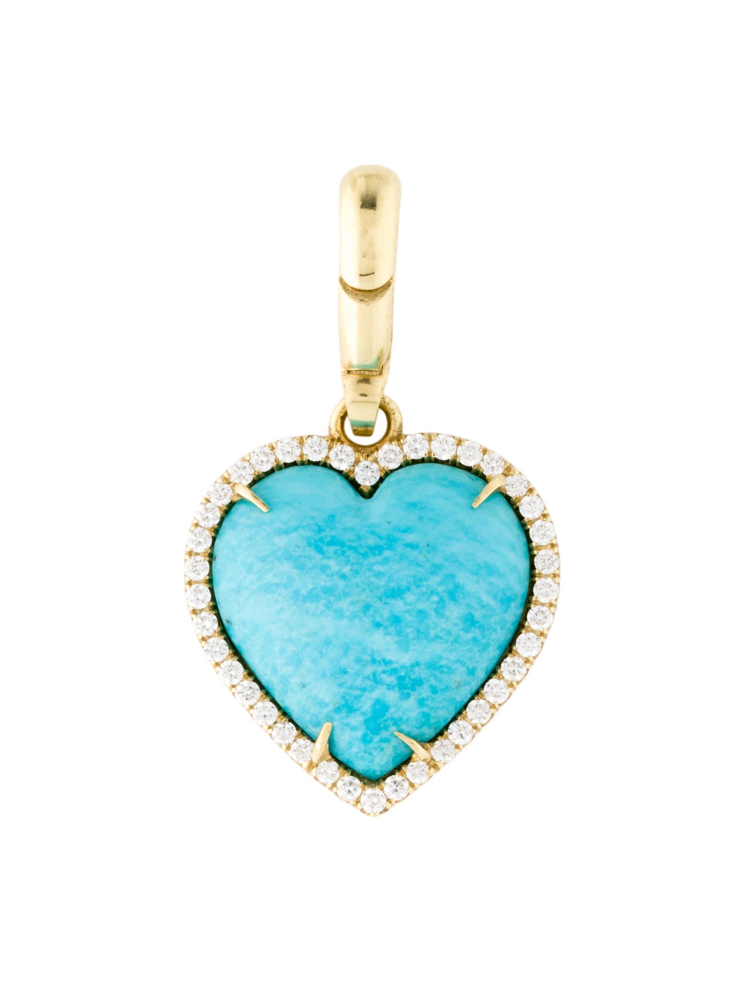 Jenna Blake 18K Turquoise & Diamond Heart Pendant