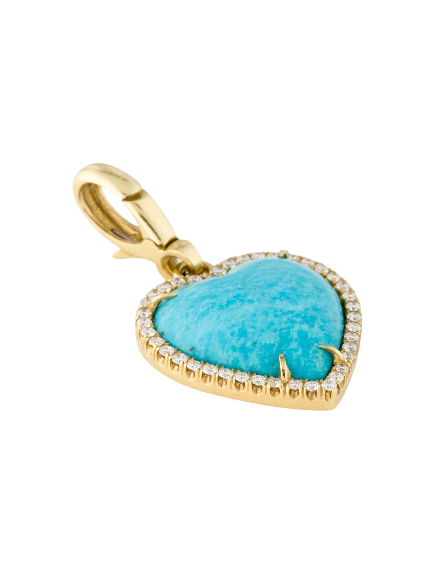 Jenna Blake 18K Turquoise & Diamond Heart Pendant