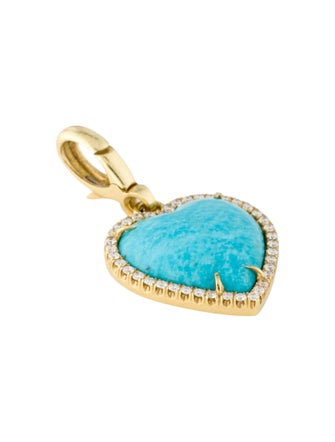 Jenna Blake 18K Turquoise & Diamond Heart Pendant