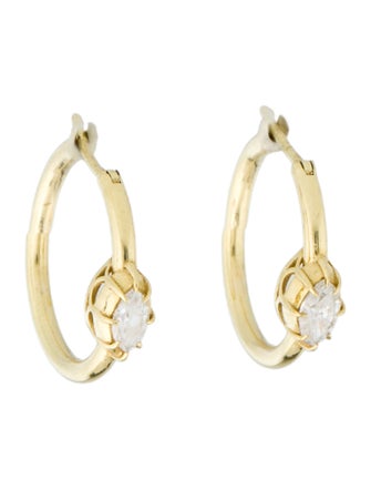 Jenna Blake 18K Diamond Single Stone Diamond Hoop Earrings