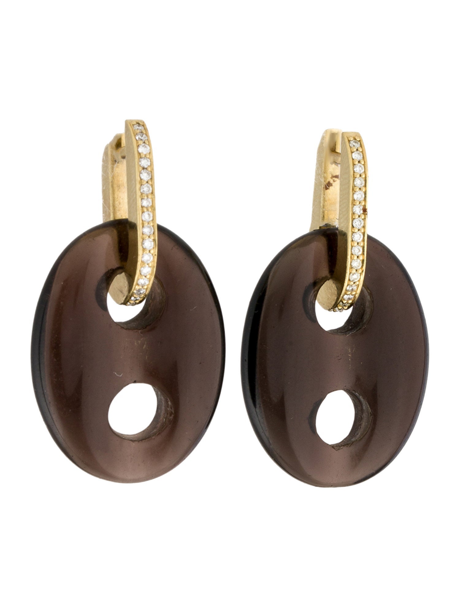 Jenna Blake 18K Smoky Quartz & Diamond Mariner Huggie Drop Earrings