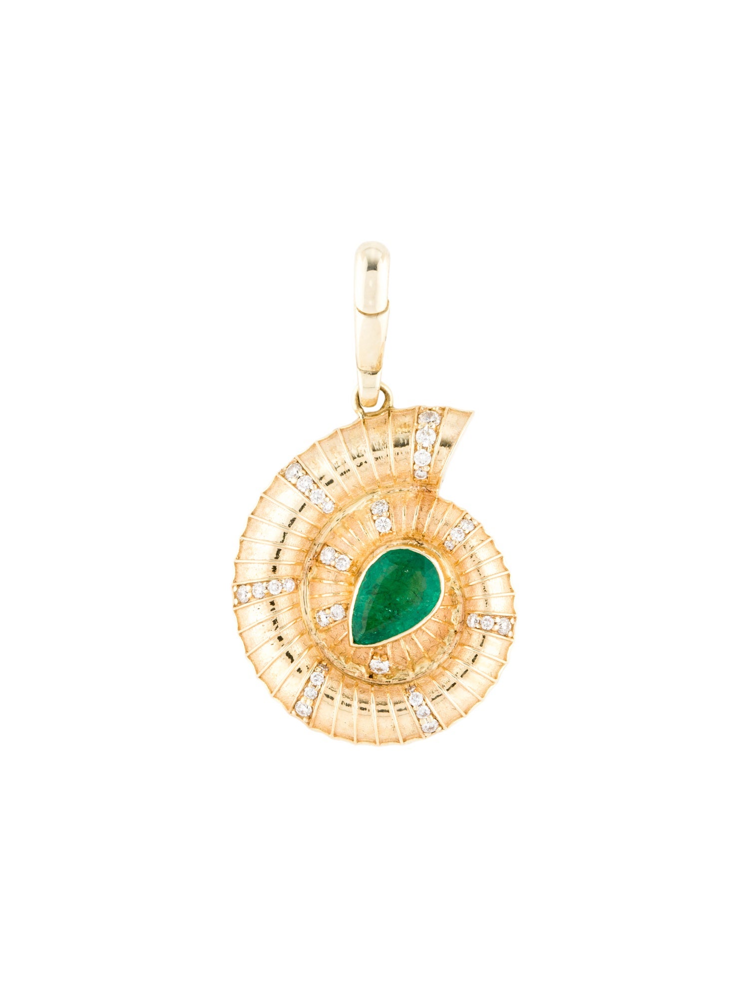 Jenna Blake 18K Emerald & Diamond Mini Helix Shell Charm