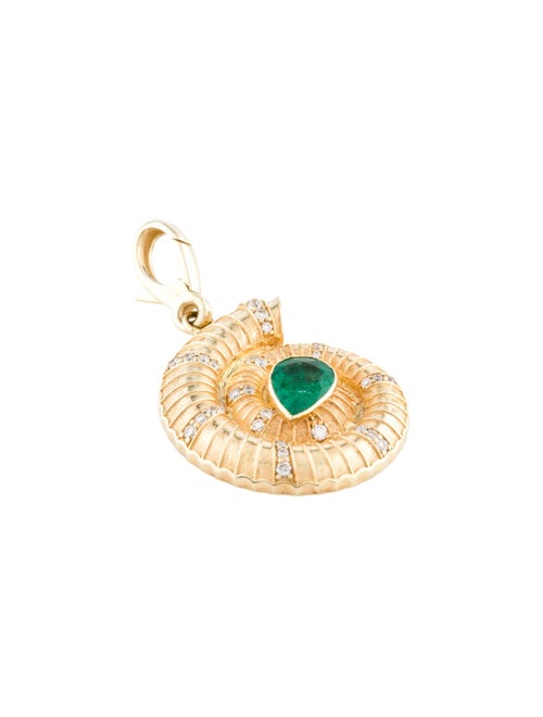 Jenna Blake 18K Emerald & Diamond Mini Helix Shell Charm