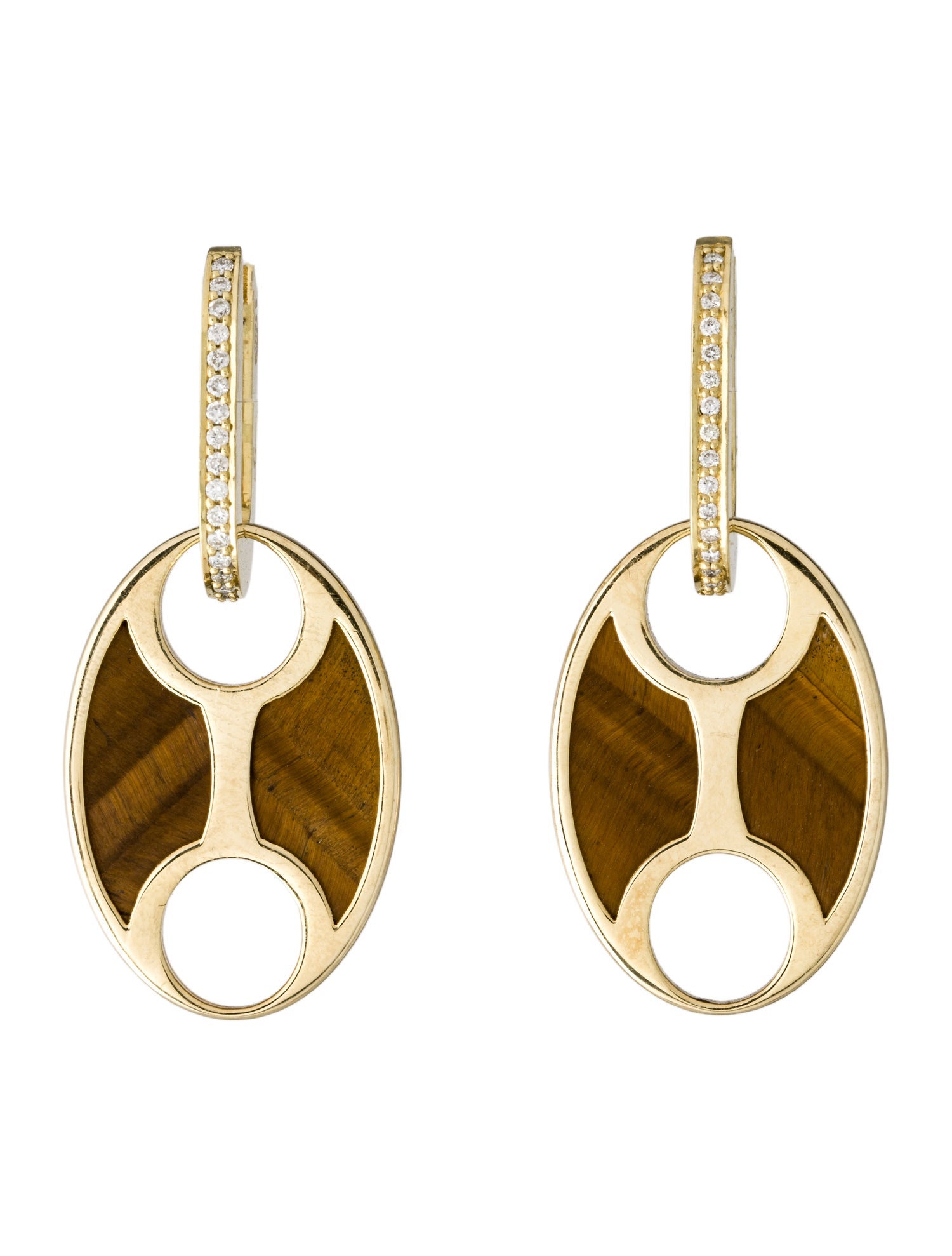 Jenna Blake 18K Tiger's Eye & Diamond Mariner Link Huggies