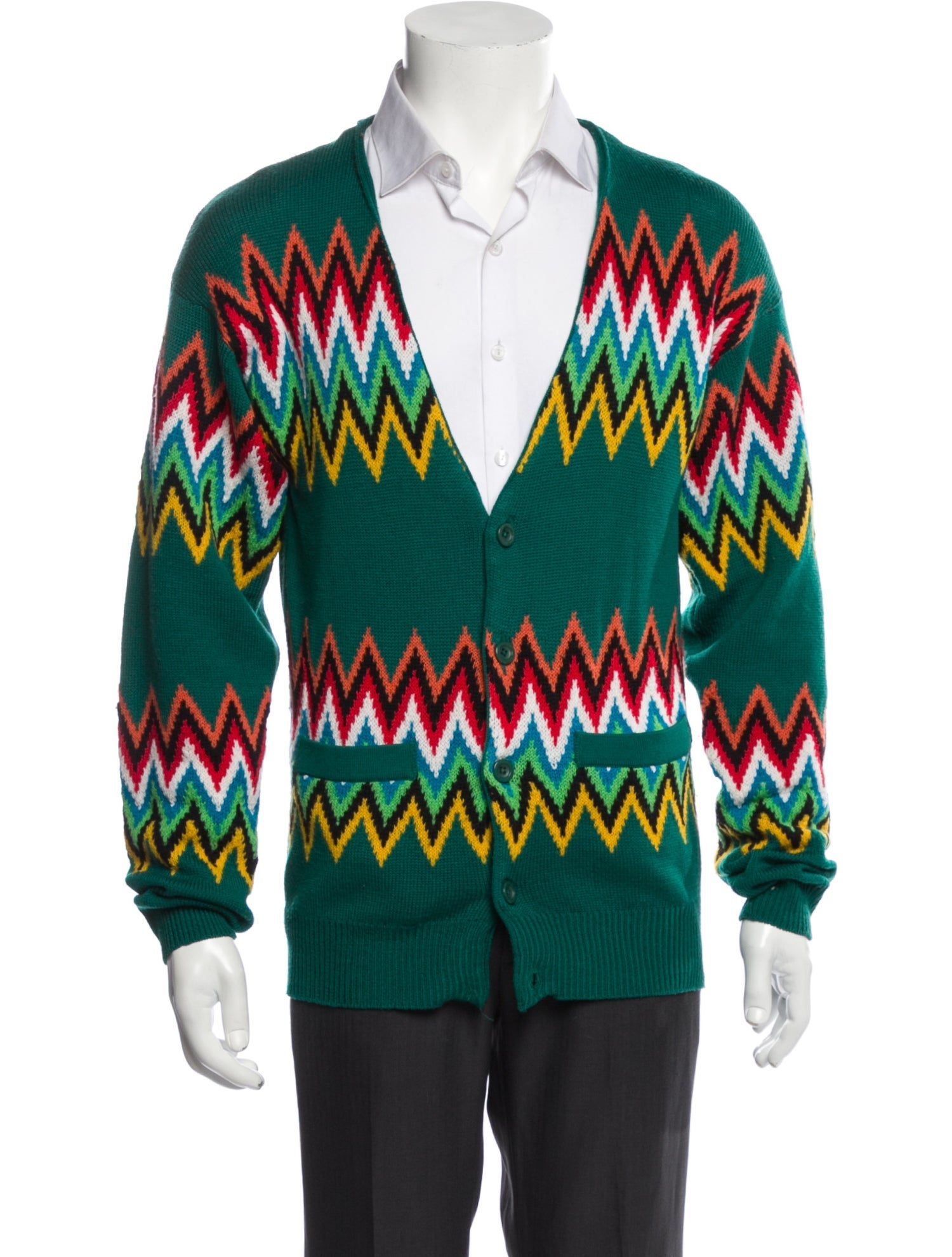Jeremy Scott Wool Striped Cardigan
