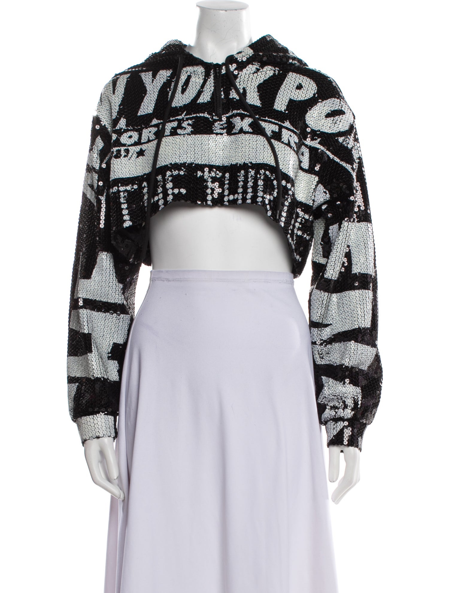 Jeremy Scott Sequin Graphic Print Crop Top