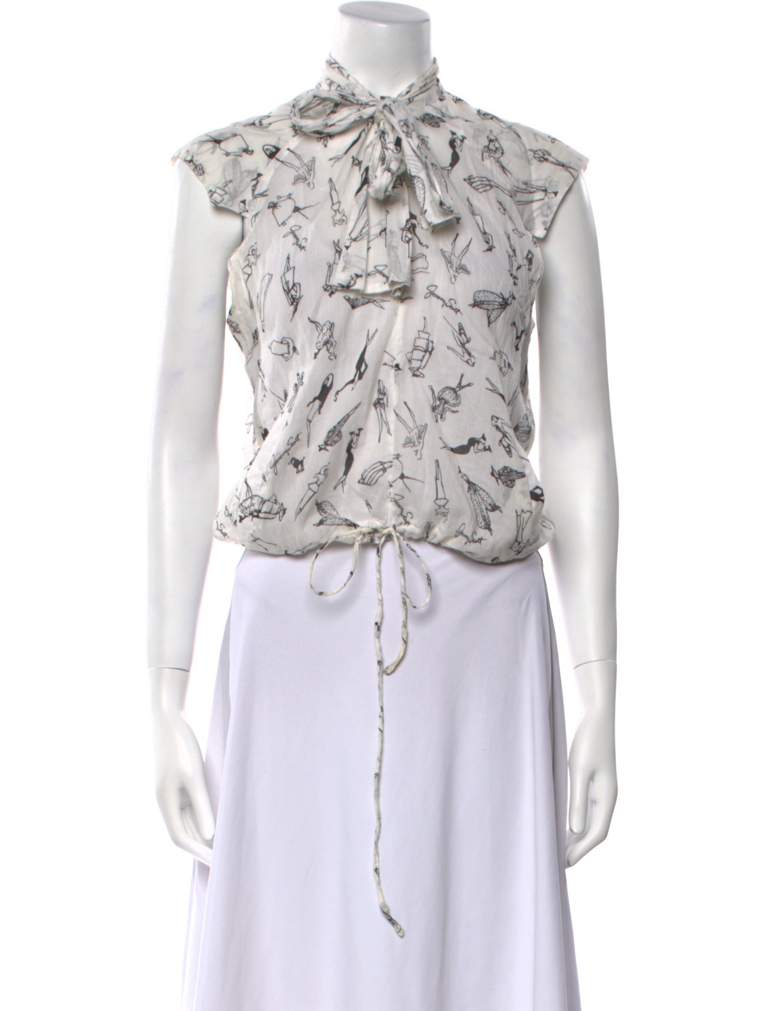 Jeremy Scott Printed Tie Neck Crop Top