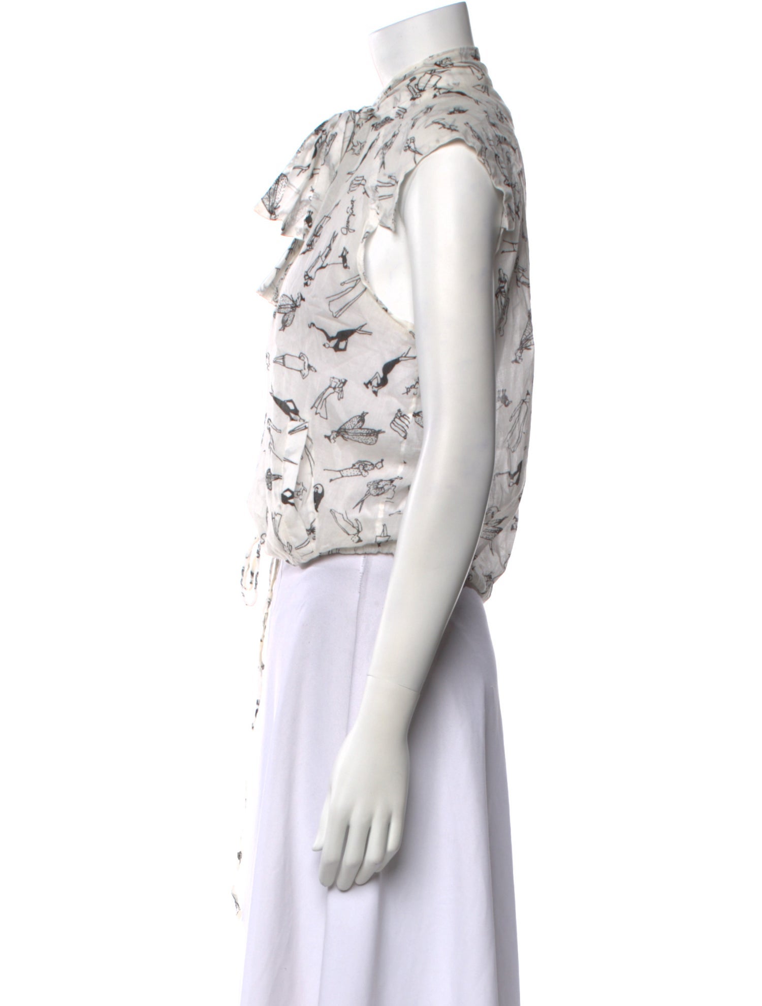 Jeremy Scott Printed Tie Neck Crop Top