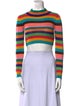 Jeremy Scott Striped Mock Neck Crop Top