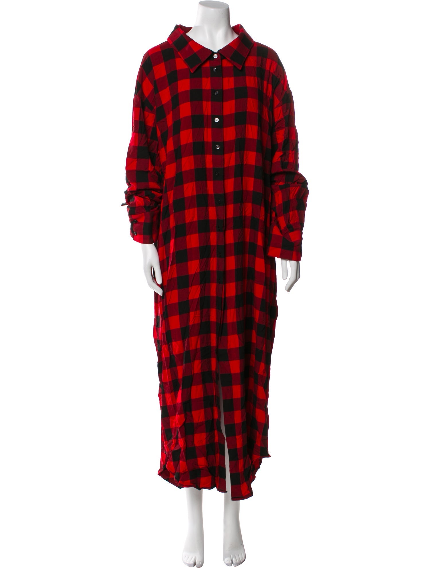 Jeremy Scott Plaid Print Long Dress