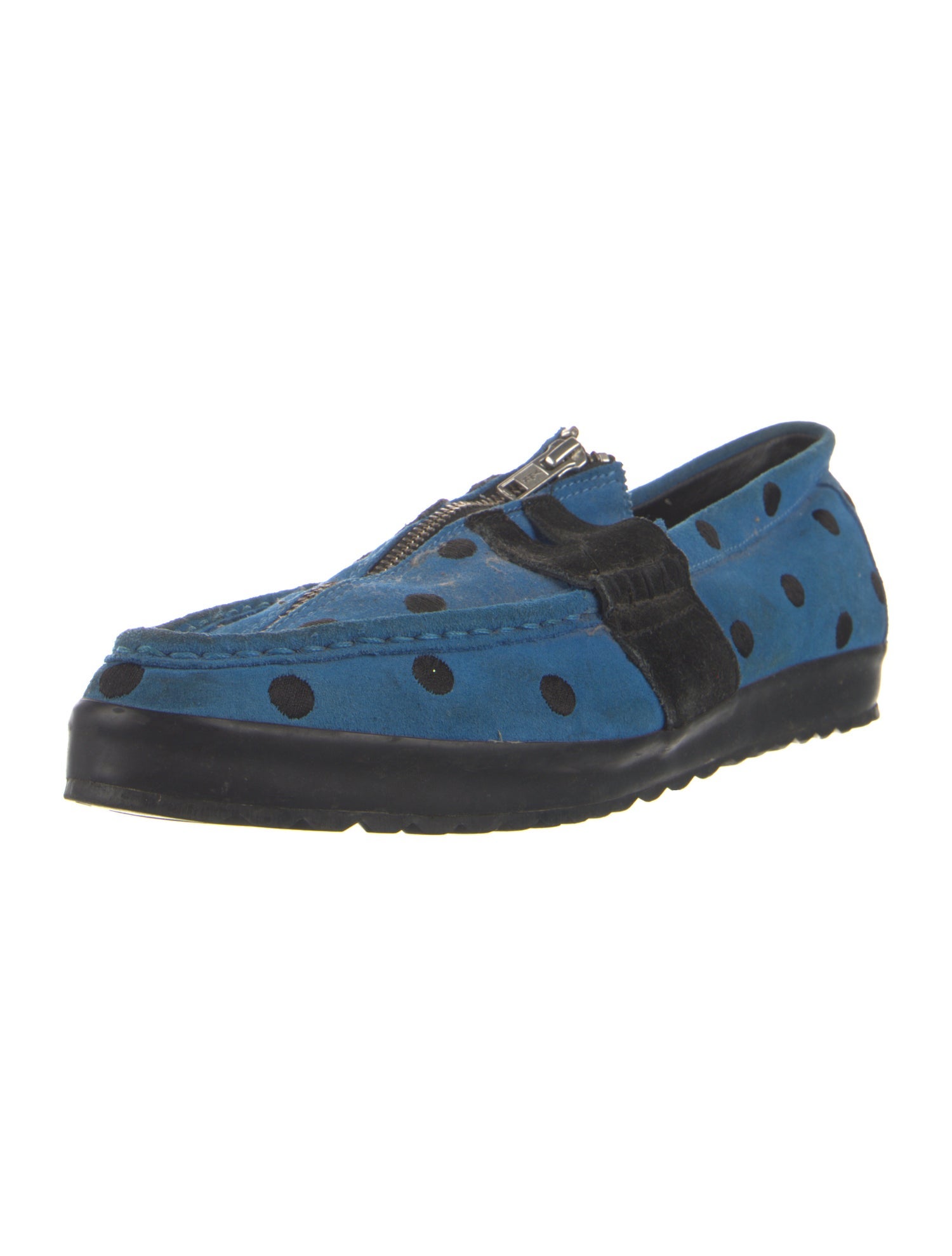 Jeremy Scott Suede Polka Dot Print Boat Shoes