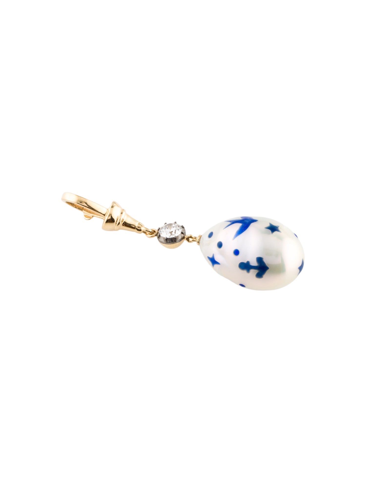 Jessica McCormack 18K Pearl, Enamel & Diamond Hello Sailor Blue Tattoo Pendant
