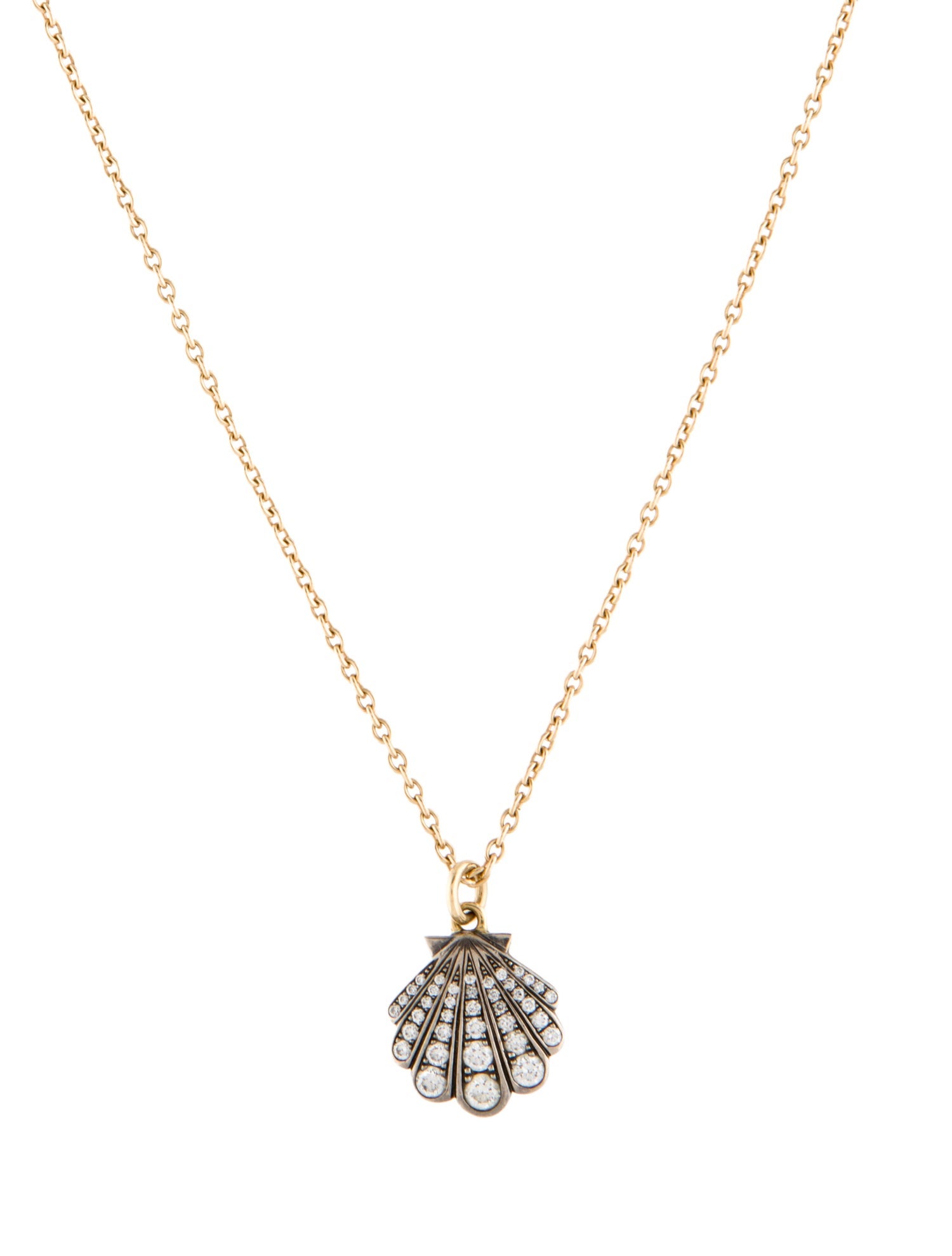 Jessica McCormack 18K Diamond Beaches Mini Shell Necklace