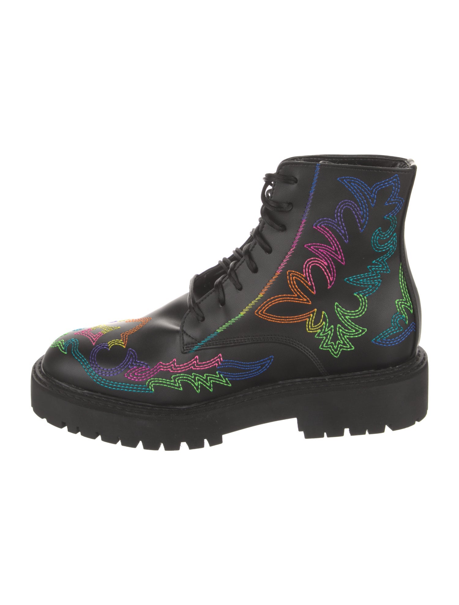 Jessie Western Leather Printed Combat Boots w/ Tags
