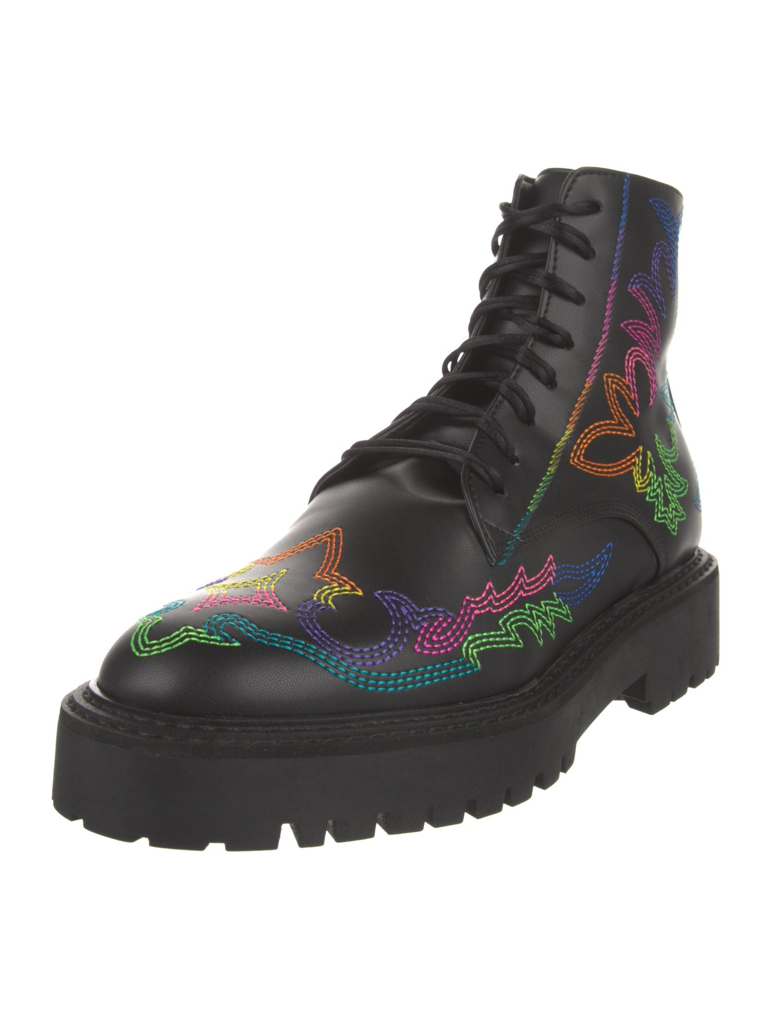 Jessie Western Leather Printed Combat Boots w/ Tags
