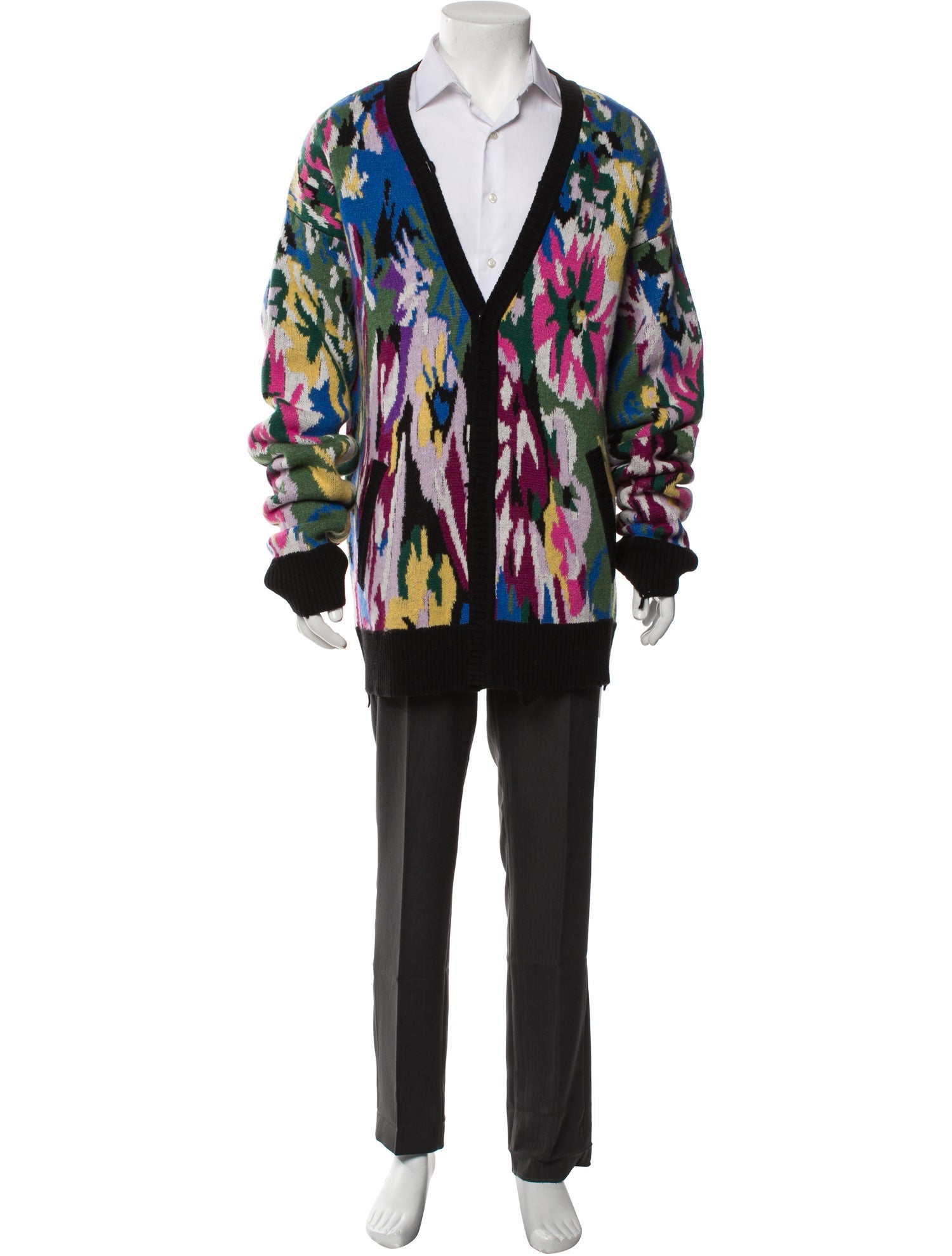 Members of the Rage Virgin Wool Printed Cardigan w/ Tags