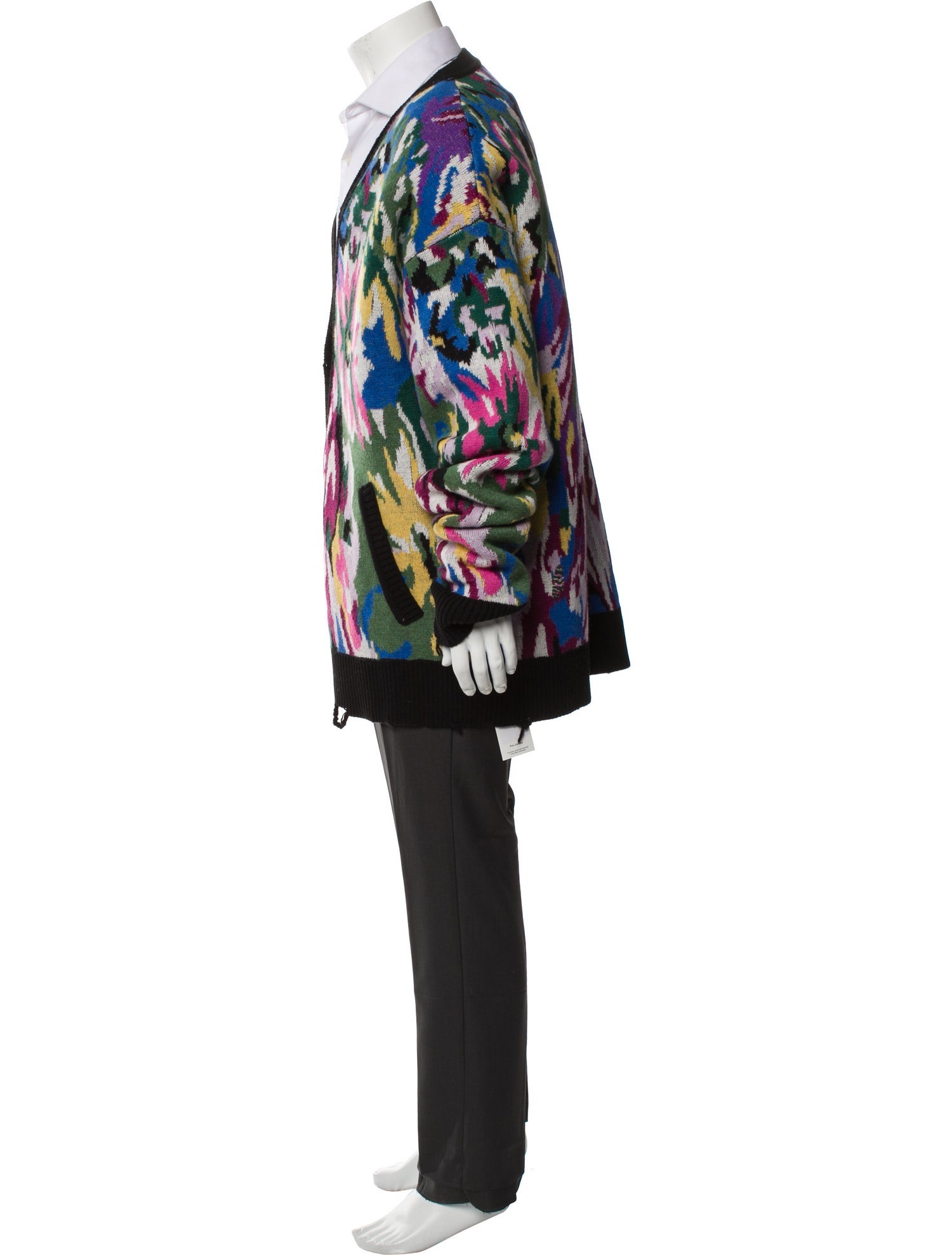 Members of the Rage Virgin Wool Printed Cardigan w/ Tags