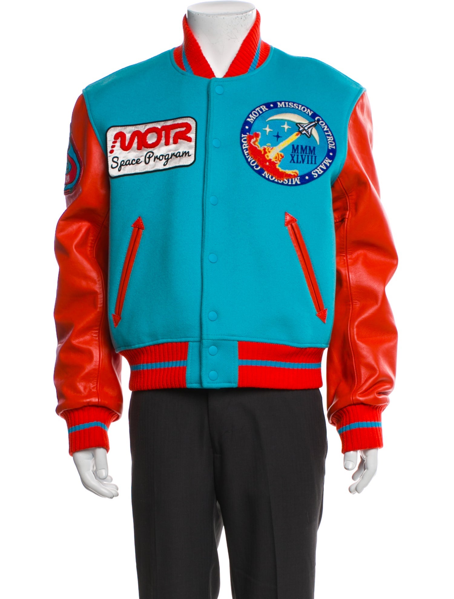 Members of the Rage Virgin Wool Printed Varsity Jacket