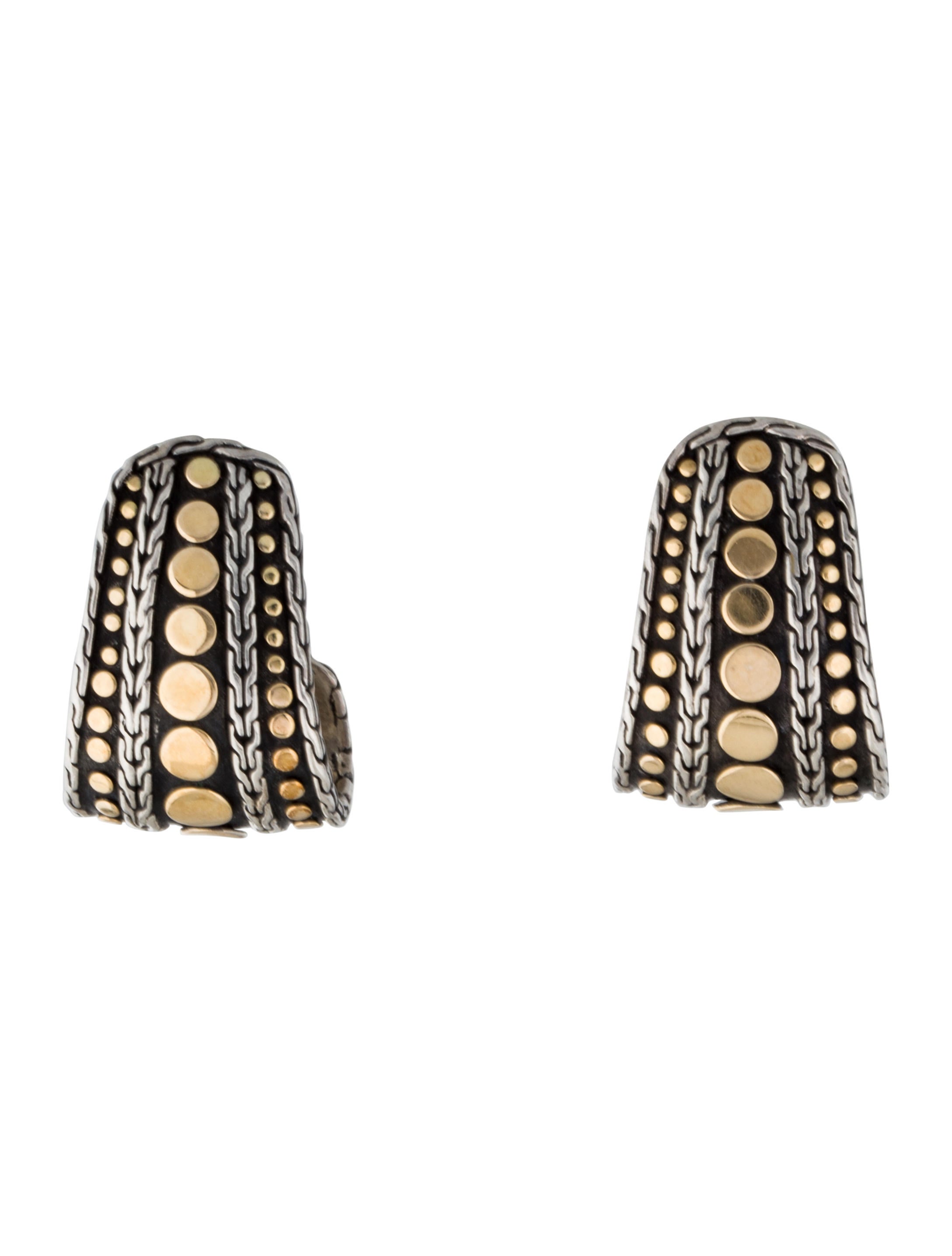 John Hardy TwoTone Dot Earrings 18K Yellow Gold Drop, Earrings