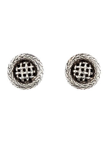 John Hardy Textured Clip On Earrings