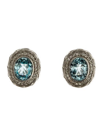 John Hardy Topaz & Diamond Earrings