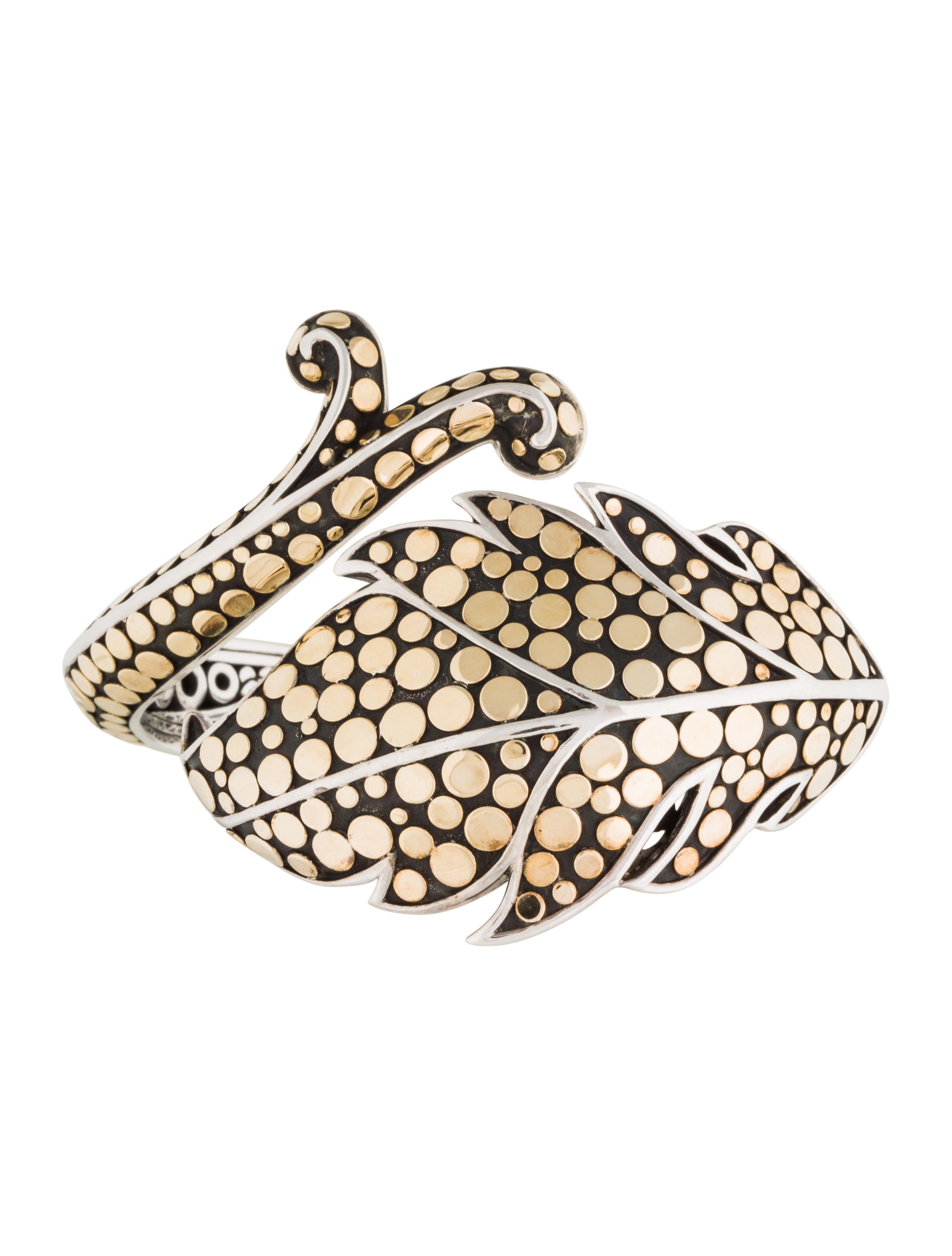 John Hardy Two-Tone Leaf Hinged Cuff Bracelet
