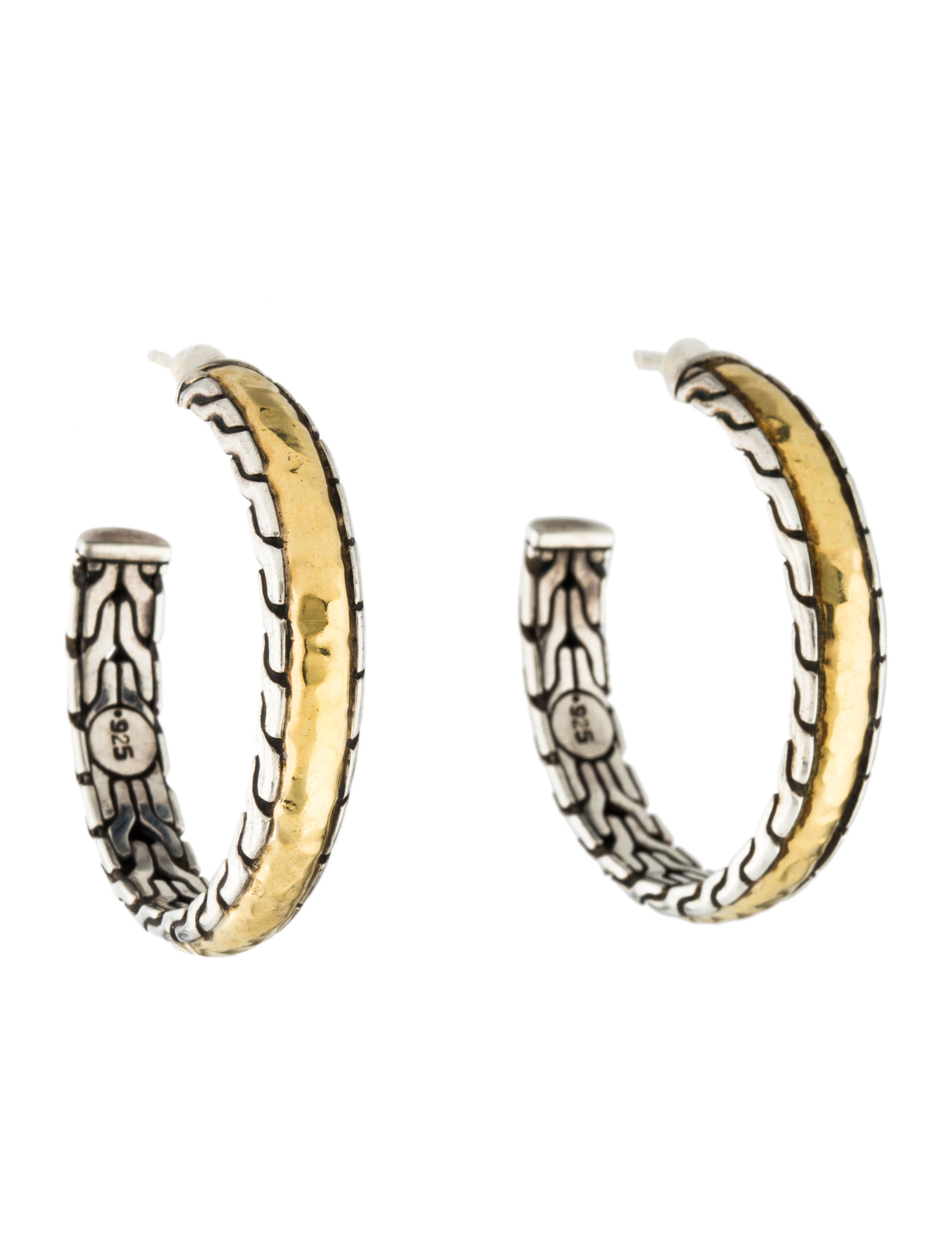 John Hardy Two Tone Hoop Earrings Jha29496 The Realreal Two Tone Hoop Earrings