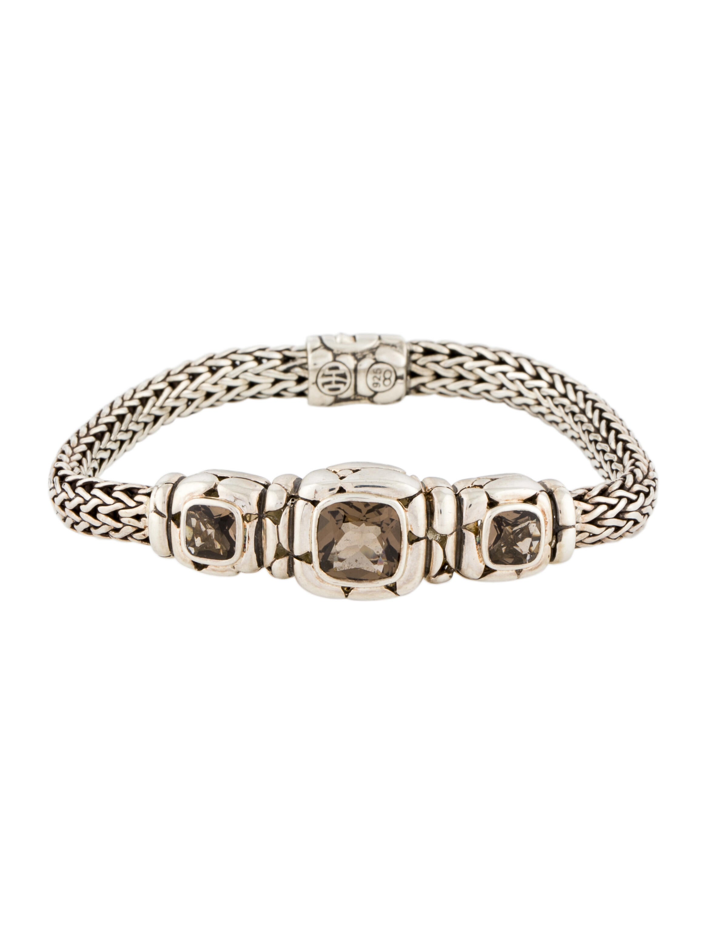 John Hardy Smoky Quartz Kali Triple Square Station Bracelet
