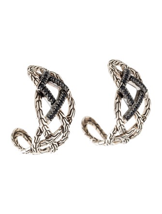 John Hardy Lava Braided Saddle Hoop Earrings