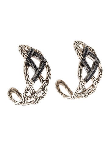 John Hardy Hoop Lava Braided Saddle Earrings