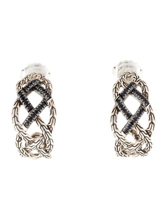 John Hardy Lava Braided Saddle Hoop Earrings