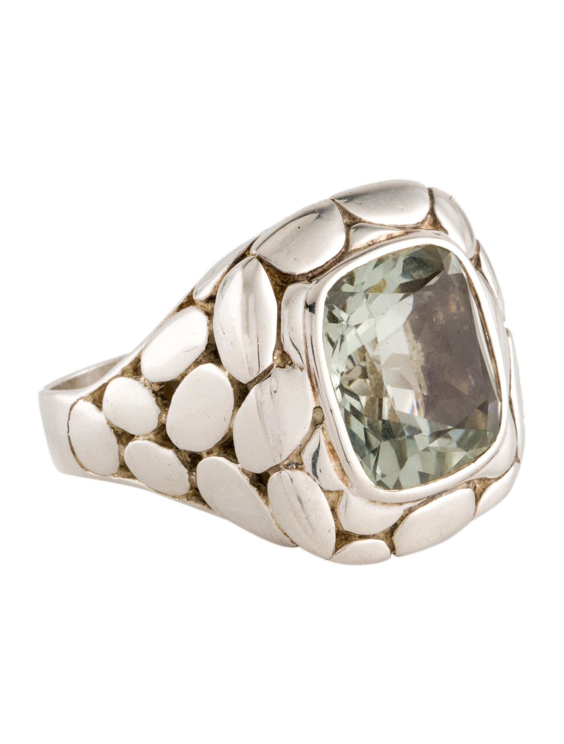 John Hardy Prasiolite Batu Kali Large Square Ring Sterling Silver