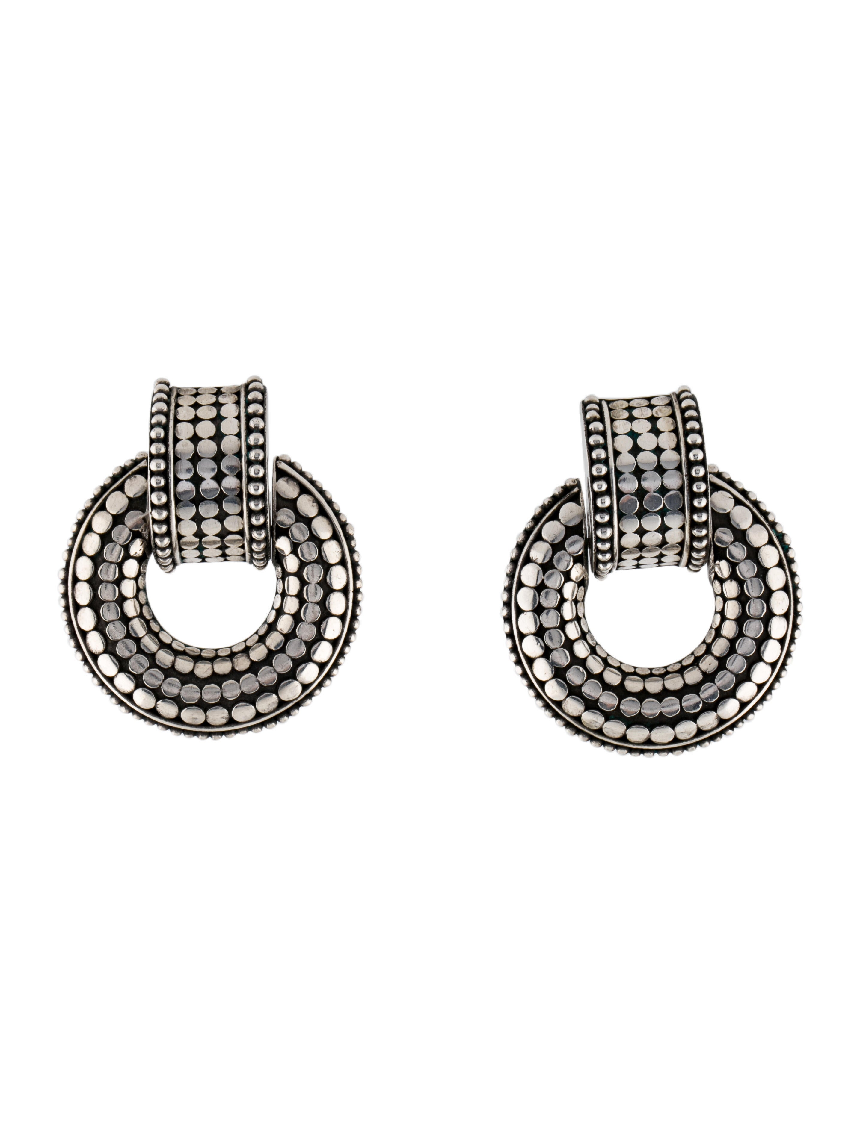 John Hardy TwoTone Stud Earrings 18K Yellow Gold ClipOn, Earrings