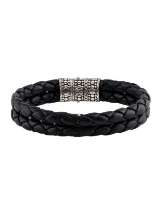 John Hardy Leather Double Row Dot Bracelet