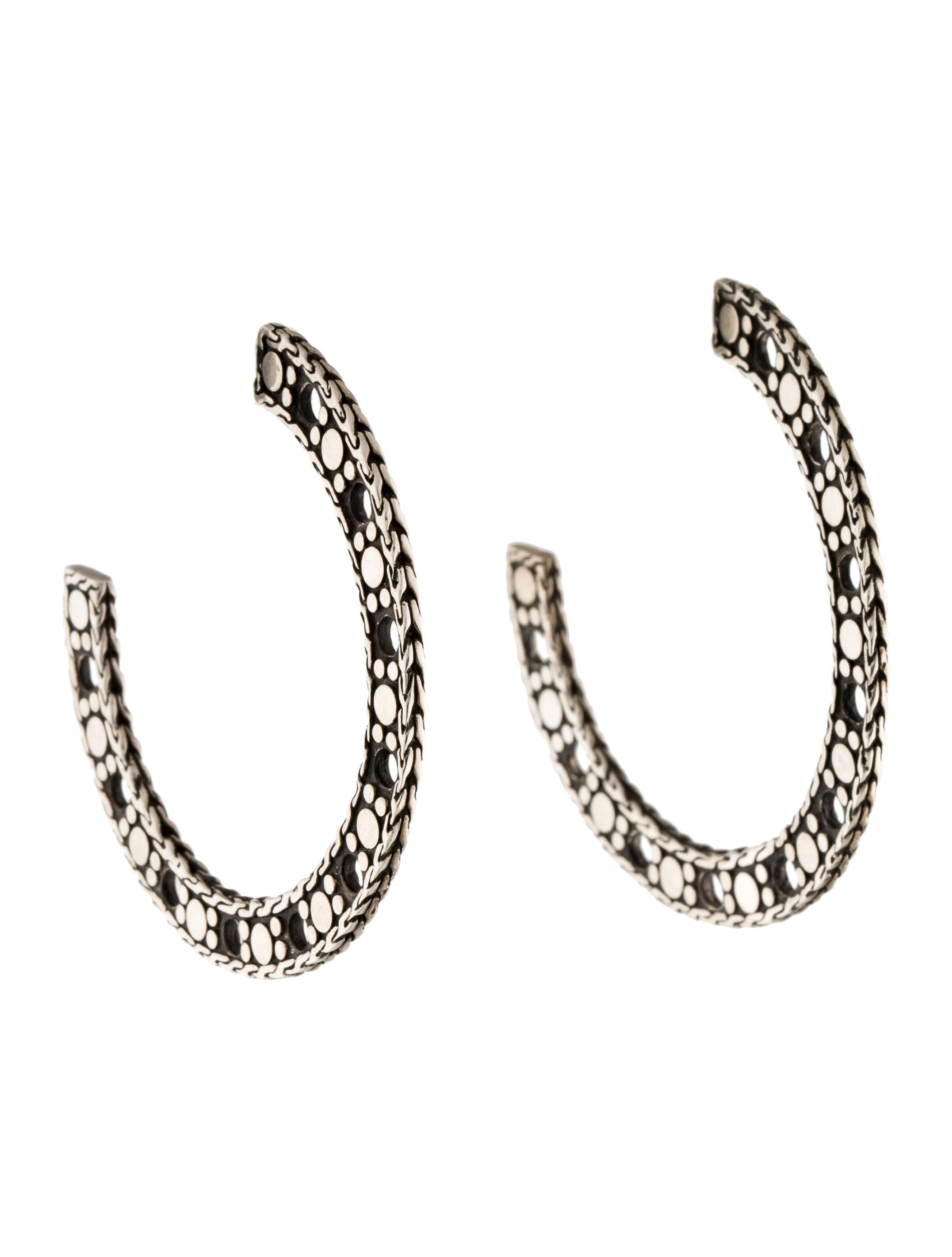 John Hardy Diamond Classic Chain Hoop Earrings 18K Yellow Gold Hoop